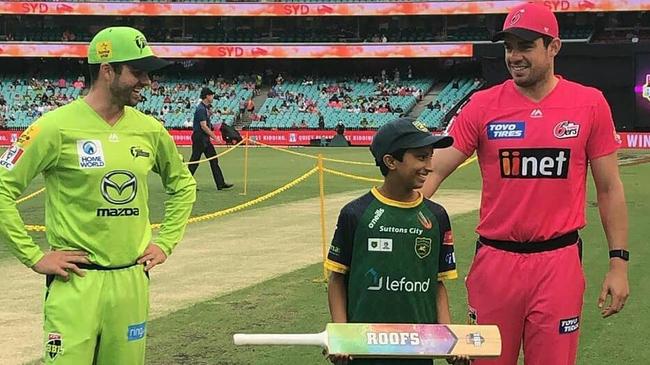 Rising star Atharv Ramakanth at the BBL toss, Sixers v Thunder at the SCG, 28 December, 2019. Supplied: Randwick Petersham Cricket Club