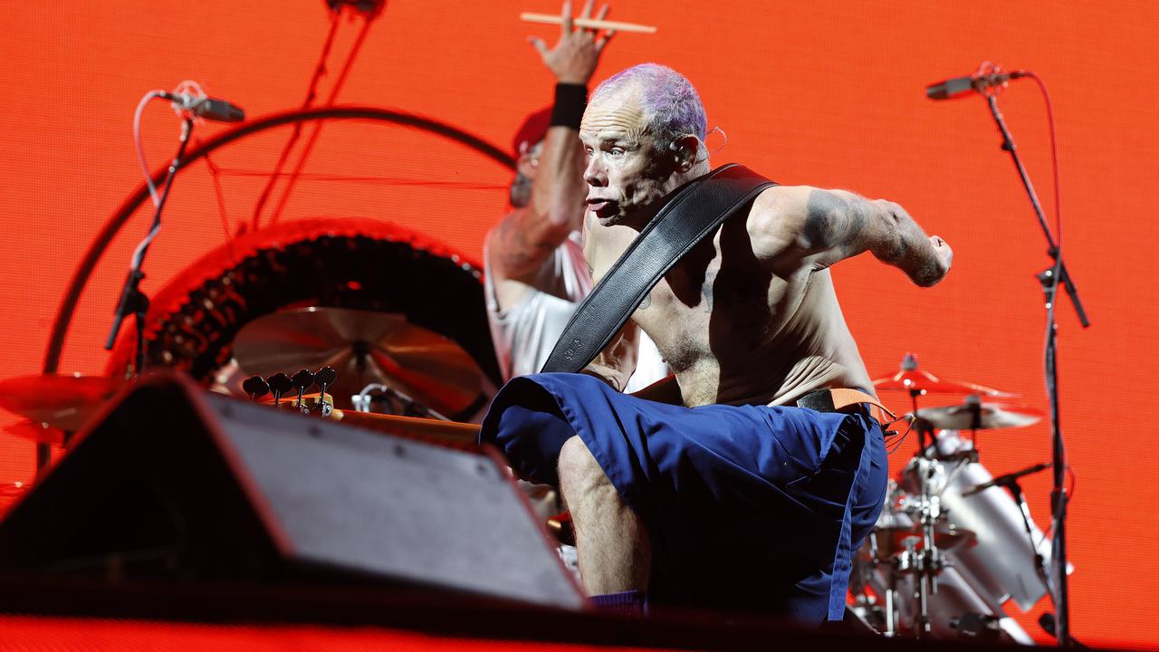 Flea was rocking out on stage in Sydney. Picture: Jonathan Ng