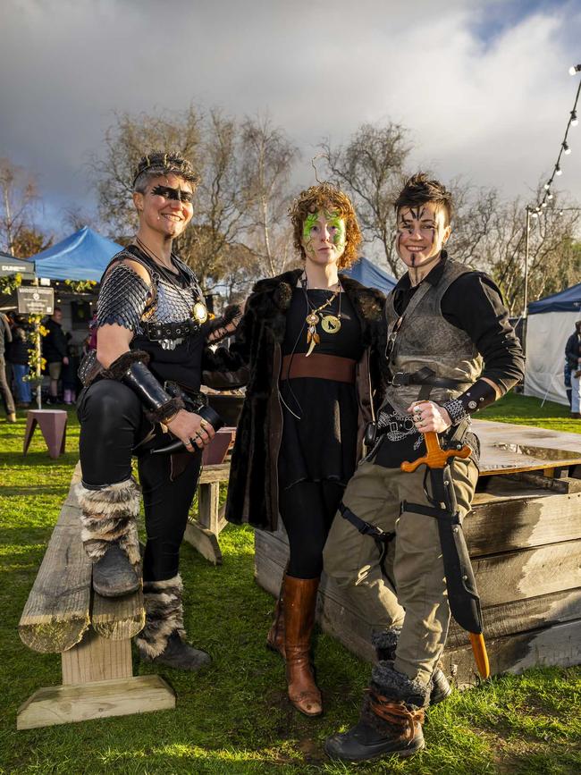 Willie Smith's Midwinter Festival Huonville - Michelle Winter, Alice Toner and Evie Grove Smith. Picture: Caroline Tan