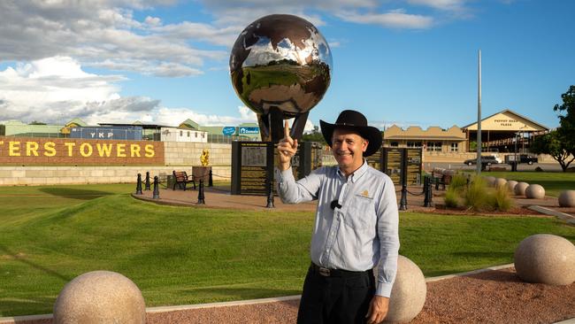 Goldtower owner Paul McIver at the front of his ambitious rural shopping precinct.
