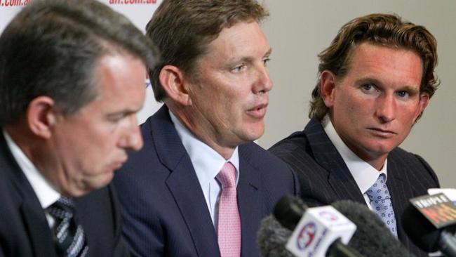 Essendon chiefs Ian Robson, David Evans and James Hird.