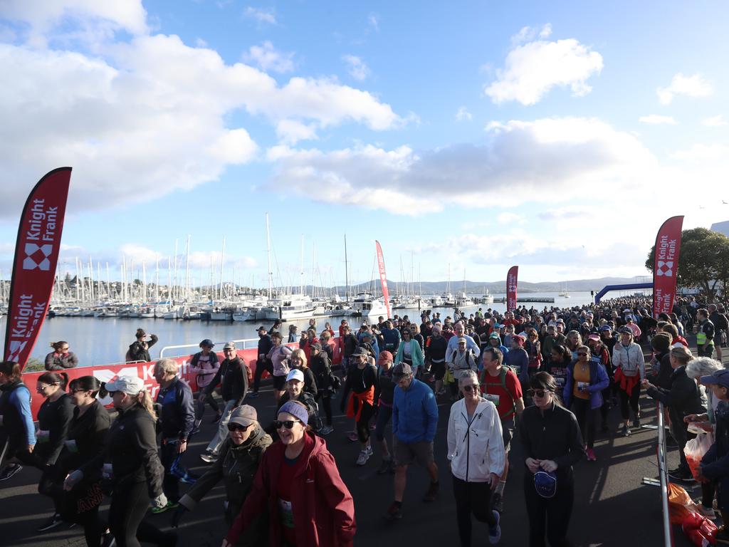 Walkers begin the 2019 Point to Pinnacle at Wrest Point. Picture: LUKE BOWDEN