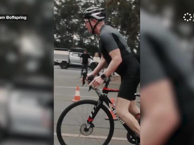 The Offspring frontman Bryan 'Dexter' Holland spotted doing a Sydney triathlon