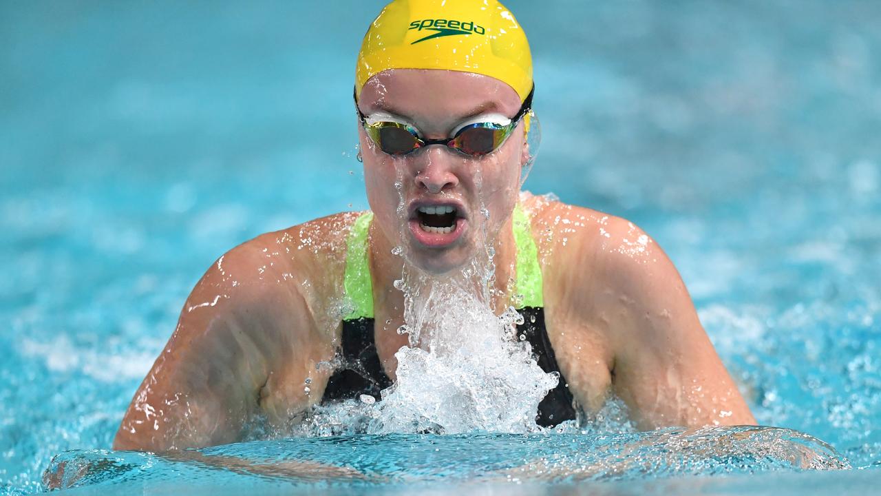 Australian swimmer Georgia Bohl in action during the heats of the Women's 200 metre Breaststroke at the World Swimming Trials at the Brisbane Aquatic Centre in Brisbane, Thursday, June 13, 2019. (AAP Image/Darren England)