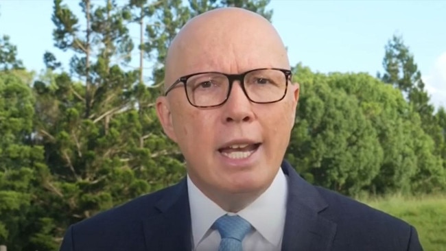 Peter Dutton has delivered his New Year’s Eve message to Australians. Picture: Sky News