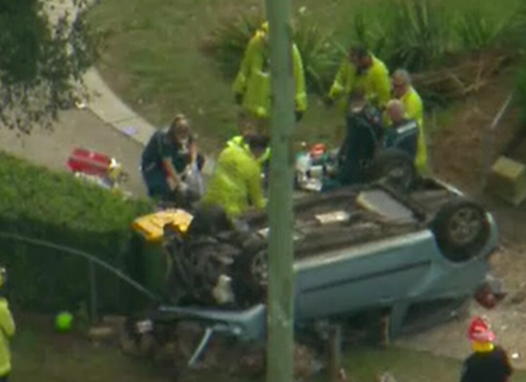 The scene of the fatal crash at Raceview. Picture: 9 News Brisbane