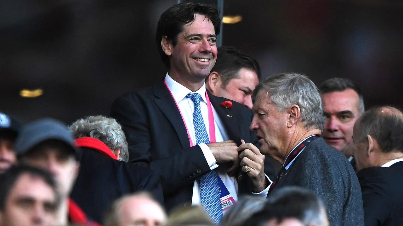 AFL CEO Gillon McLachlan at the Anzac Day game between Essendon and Collingwood. (AAP Image/Julian Smith)