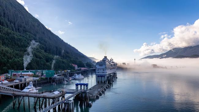 The Port of Juneau is on the east side of the Gastineau Channel.