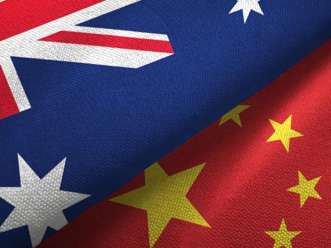 China and Australia flag together realtions textile cloth fabric texture