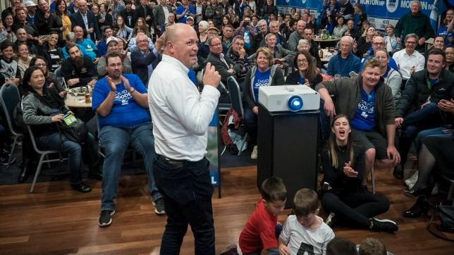 Higgins, front right, at a Liberal Party event.