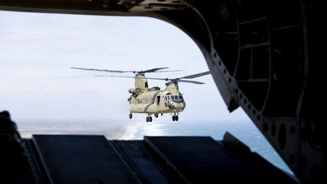 A Australian Army Chinook in support of Operation Bushfire Assist in Victoria. *** Local Caption *** The ADF will continue to provide transport and other assistance such as aviation, ground support, logistics, engineering and accommodation support to the firefighting effort. Operation Bushfire Assist 19-20 is the Australian Defence Forceâ€™s (ADF) support to the national Bushfire emergency. The ADF established three Joint Task Forces under Operation Bushfire Assist to facilitate ADF support to emergency services in New South Wales, Victoria, South Australia and Tasmania. The ADF is working alongside government agencies to coordinate and ensure Defence assets are deployed to communities where they are needed. The ADF is providing air and ground transport, route clearance, logistics, engineering, aviation support and accommodation support to the firefighting and recovery effort. International partners have also contributed to the response effort with personnel from Papua New Guinea, Fiji, New Zealand, Singapore and Japan operating alongside their Australia counterparts to assist during this emergency. About 6500 ADF personnel are deployed on Operation Bushfire Assist with approximately 3000 personnel being ADF Reserves.