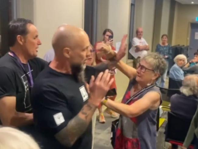The meeting attendee tried to punch Matt Trihey. Police spoke to Mr Trihey afterwards and no complaints have been made. Picture: Supplied