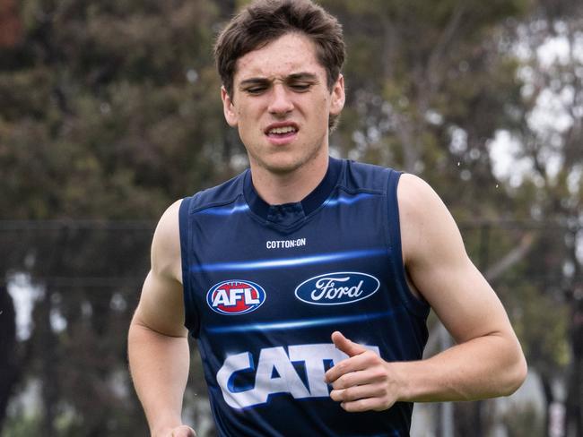 25-11-2024 Geelong Cats pre-season training at Deakin University Waurn Ponds. Xavier Ivisic. Picture: Brad Fleet