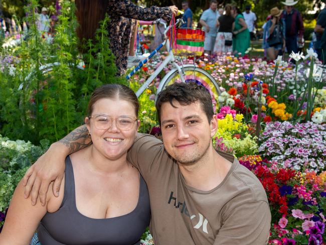 Emma Chamberlain and Tyler Gibbs in the Botanic Gardens, Queens Park for the Carnival of Flowers, Sunday, September 22, 2024. Picture: Bev Lacey