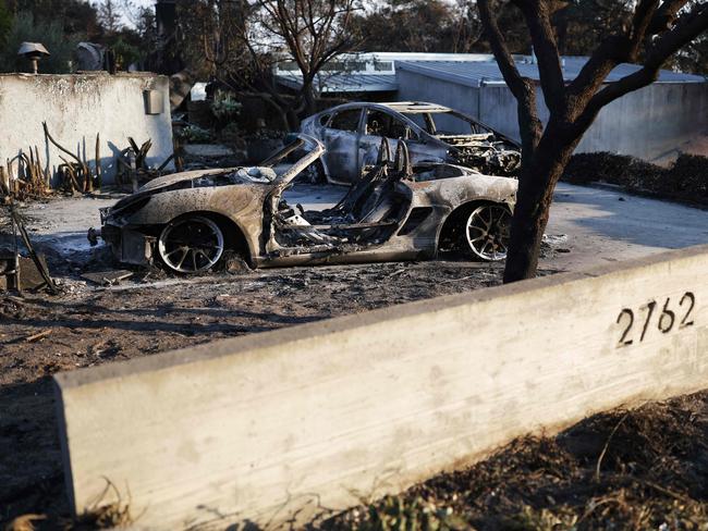 A charred car in Altadena, California. Picture: Getty Images via AFP