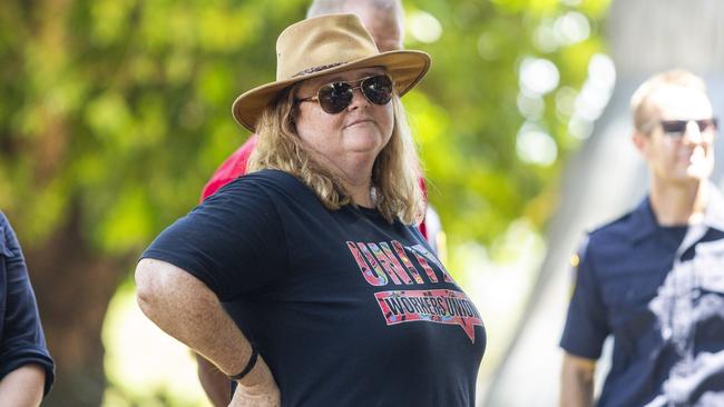 United Workers Union NT secretary Erina Early at a corrections officer walk-off in 2022. Picture: Floss Adams