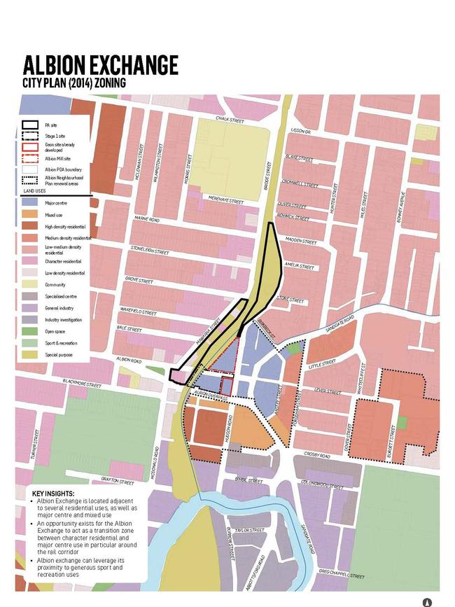 Geon Property's Albion Exchange masterplan application has been lodged with Brisbane City Council. Urbis compiled the Variation Request Package. See the application online at pdonline.qld.gov.au Current zoning of the site is varied, including a few properties on Mawarra St that are zoned low density and character residential.