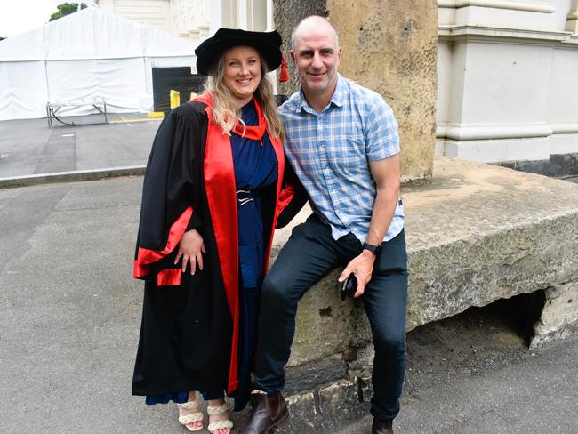 Dr Jessica Billings (PhD in Biomedical Science) and Seamus Billings at the University of Melbourne graduations held at the Royal Exhibition Building on Saturday, December 7, 2024. Picture: Jack Colantuono