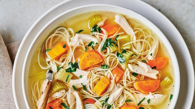 Nicole Maguire’s fragrant chicken noodle soup. Photo: Jeremy Simons