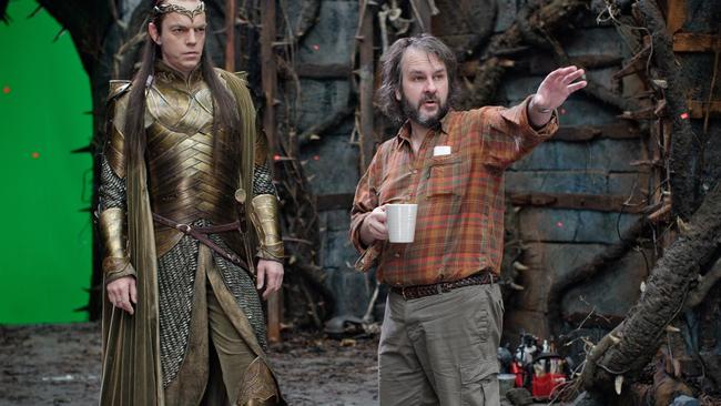 Hugo Weaving and Peter Jackson on the set of The Hobbit – The Battle of the Five Armies. The Australian actor has no plans to return to the Tolkein world.