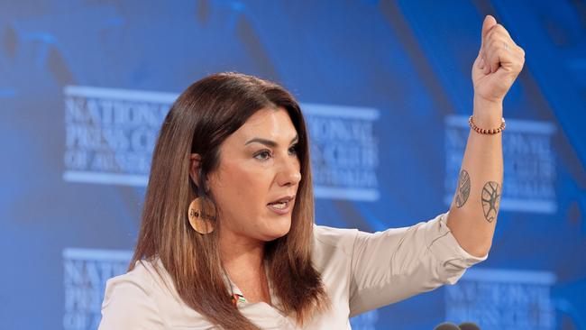 CANBERRA, AUSTRALIA, NewsWire Photos. AUGUST 16, 2023: Independent Australian Senator Lidia Thorpe addresses The National Press Club of Australia in Canberra. Picture: NCA NewsWire / David Beach