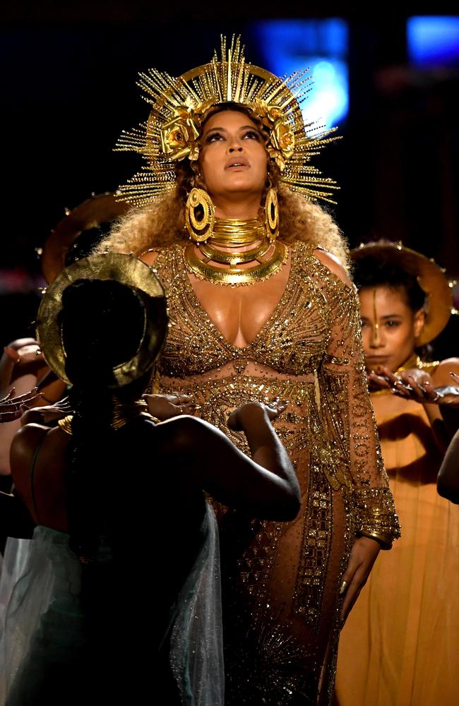 Beyonce performs onstage during The 59th GRAMMY Awards at STAPLES Center on February 12, 2017 in Los Angeles, California. Picture: Getty