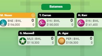 An example of the batters you could start with for BBL13.