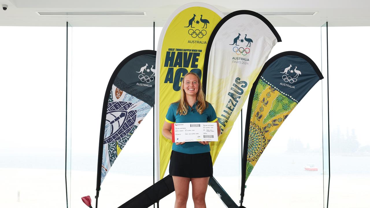 Kitefoiler Breiana Whitehead poses during an Australian Paris 2024 Olympic Games Team Selection announcement. Picture: Mark Metcalfe/Getty Images