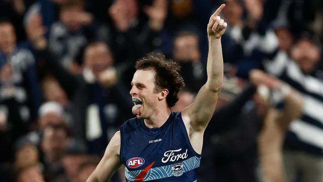 Max Holmes produced a brilliant running goal against the Western Bulldogs. Picture: Michael Willson/AFL Photos via Getty Images.