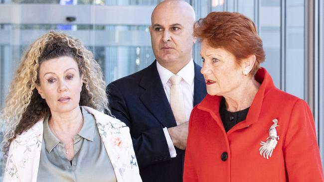 Terri-lea Vairy with Ms Hanson outside the Supreme Court of Australia. Picture: Monique Harmer