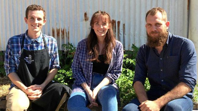 New managers of Third Ground Coffee House at Sarina, brother and sister team Wesley and Skye Bailey, with owner Phil Marshman. Picture: Jorunn Lorenzen
