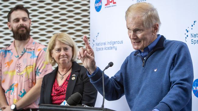 NASA Administrator Bill Nelson at a press conference to announce a new internship program to propel the ambitions of Indigenous Australians at the Australian Space Discovery Centre. Picture: Emma Brasier