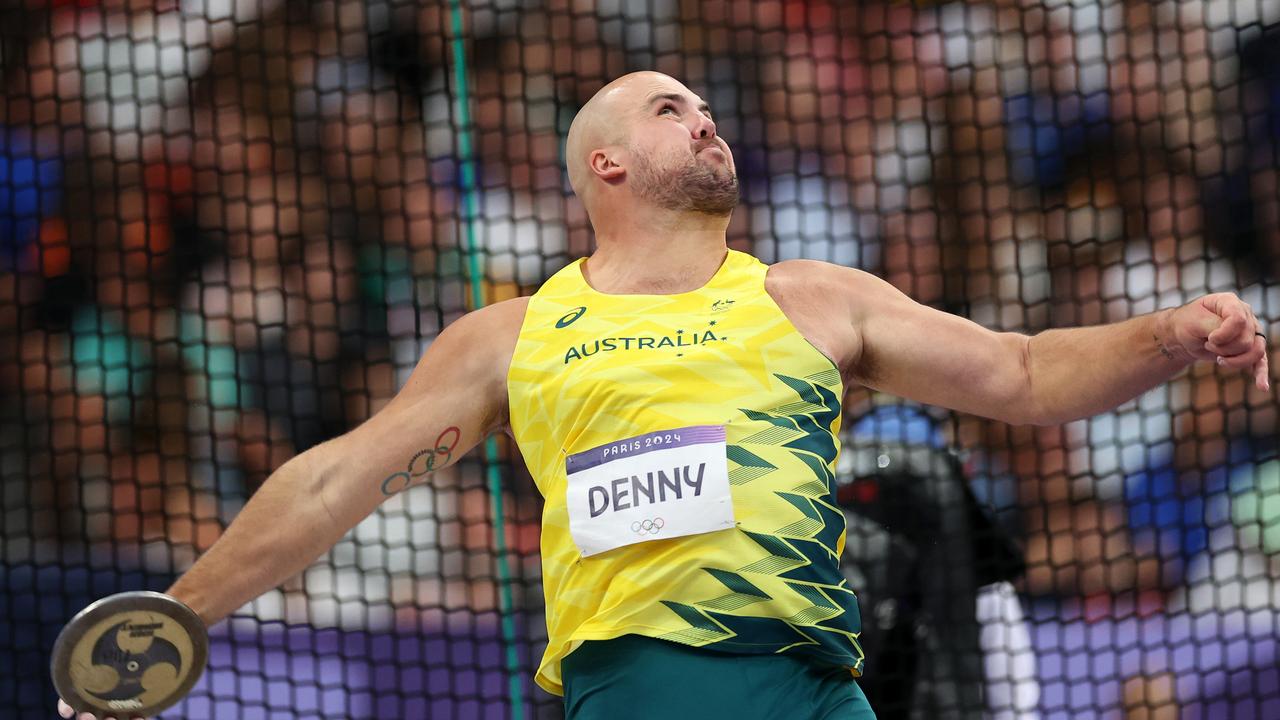 Matthew Denny throws during the men’s discus throw final on day twelve of the Olympic Games Paris 2024. (Photo by Christian Petersen/Getty Images)