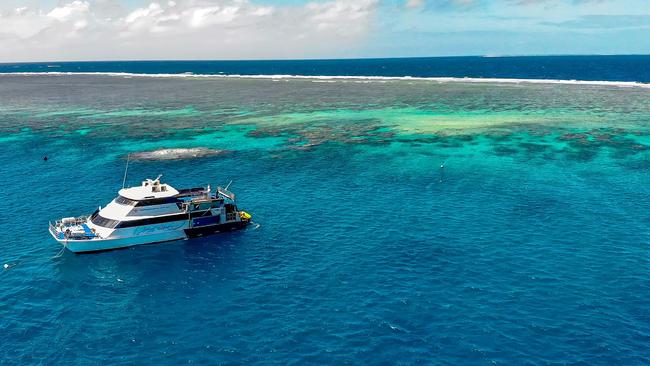 A Facebook image of a Reef Experience boat on the Great Barrier Reef off the coast of Cairns.