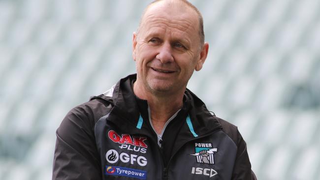 Port Adelaide coach Ken Hinkley is in England. Picture: AAP/Russell Millard.