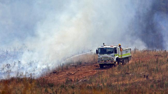 Fire crews conduct backburning around the Bungamero Plantation. Picture: Aaron Francis/The Australian