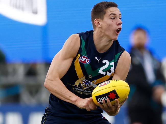 Hailing from Albury, O’Sullivan has become one of the highest rated defenders in this year’s Draft. Picture: Michael Willson/AFL Photos via Getty Images