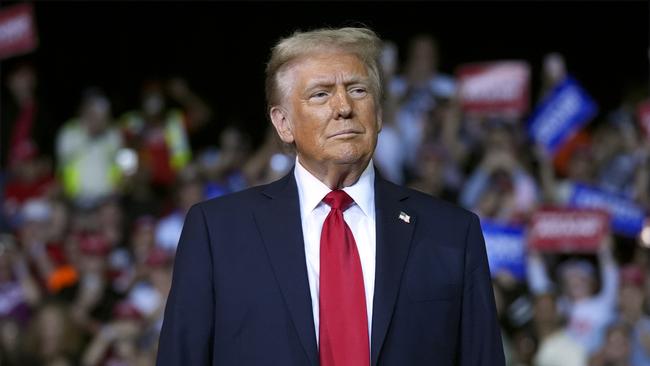 Republican presidential nominee former president Donald Trump – pictured speaking at a campaign event in Salem, Virginia, on November 2 – will rally in Reading, Pennsylvania, on Monday (Tuesday AEDT). Picture: AP