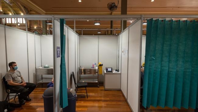 Cubicals where people will be vaccinated. Picture: Jason Edwards