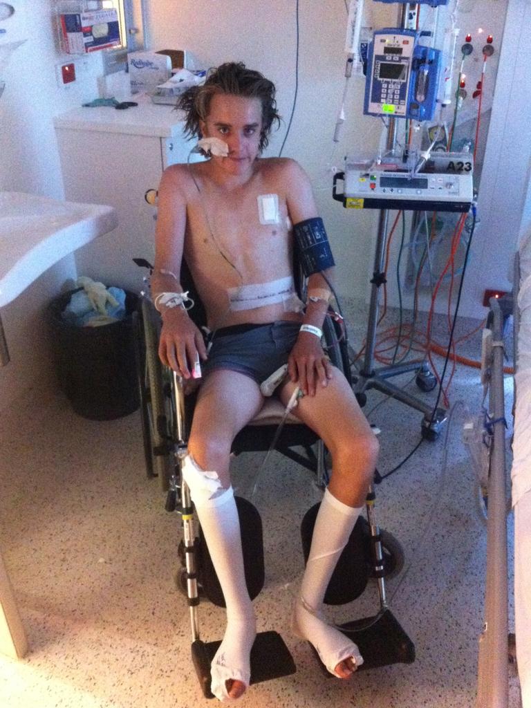 Ryan Meuleman while he was in hospital. Picture: Supplied