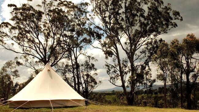 This luxury tent in the Yarra Valley is available to rent. Picture: Supplied/Glampinghub.com