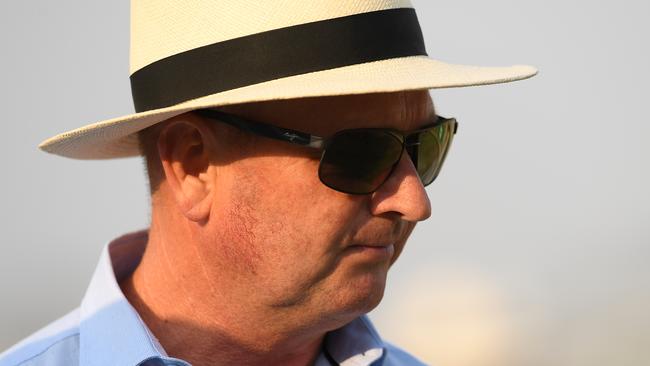 Trainer Toby Edmonds is seen during Metro Raceday at Doomben Racecourse in Brisbane, Saturday, November 9, 2019. (AAP Image/Albert Perez) NO ARCHIVING, EDITORIAL USE ONLY