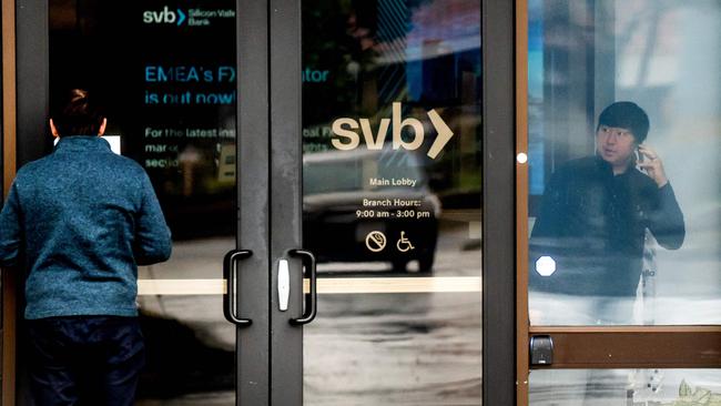 Silicon Valley Bank went into receivership on Saturday morning. Picture: Noah Berger/AFP