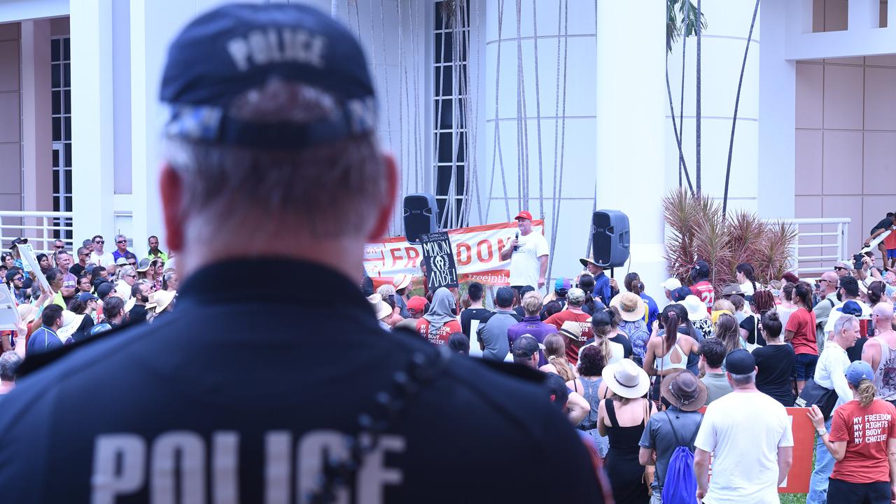 Faces from Darwin's Freedom Rally at Parliament House. Picture: Amanda Parkinson