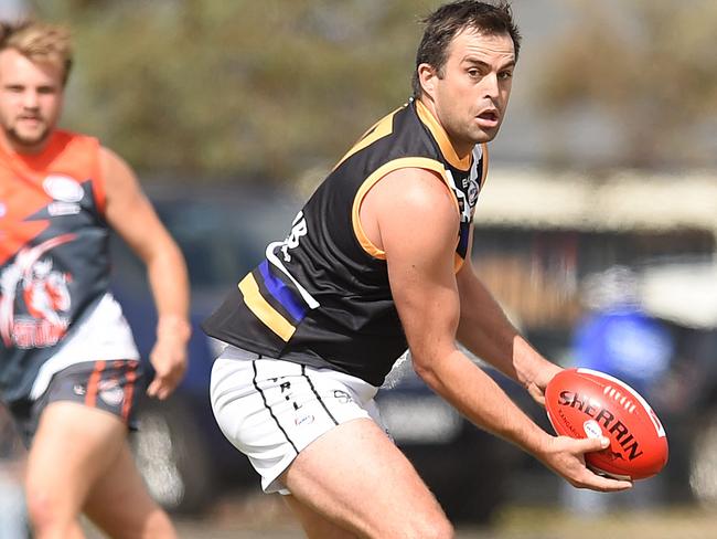 WRFL footy: Manor Lakes V Caroline Springs. No 17 Brian Lake. Picture: David Smith