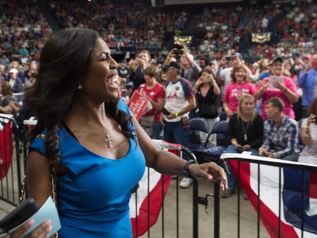 Ms Manigault-Newman, pictured at a Make America Great Again rally, says she was originally a Clinton supporter but could not turn down the offer to be part of the Trump campaign. Picture: AFP Photo/Saul Loeb