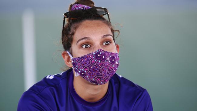 Queensland Firebirds player Jemma Mi Mi was left on the bench in Indigenous round. Picture: Brendan Radke