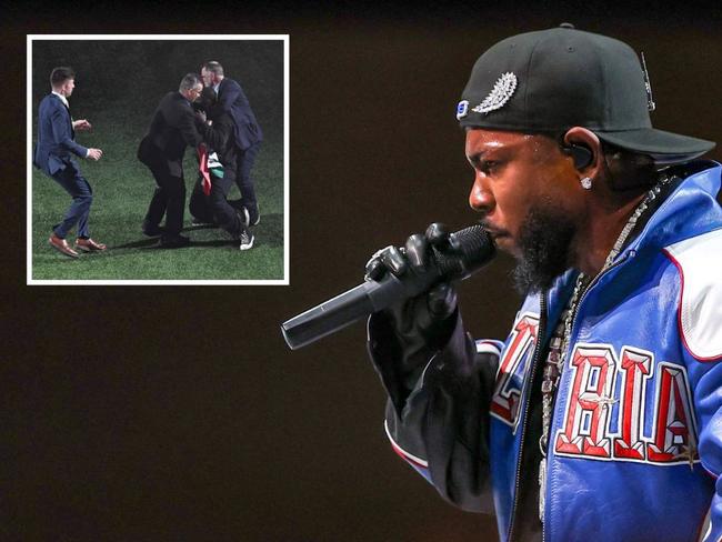 A protestor has been banned for life by the NFL after an unseen act during Kendrick Lamar's halftime performance. Pictures: AFP