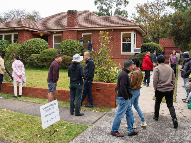 Potential bidders view property 29 Wingate Ave, Eastwood, ahead of the auction. Picture: Thomas Lisson