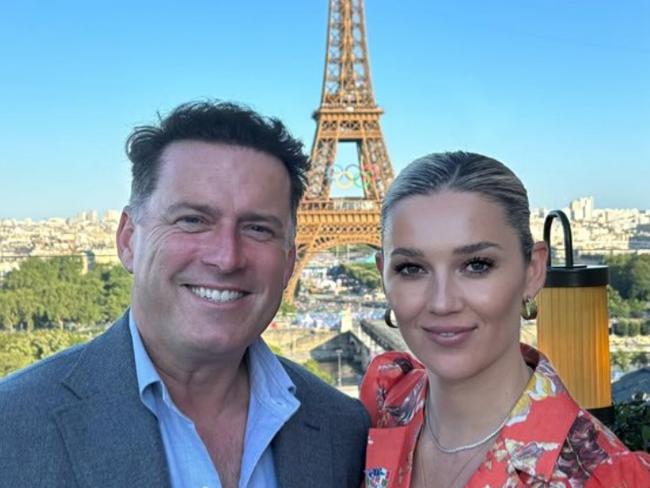 Karl and Jasmine Stefanovic dine with the Eiffel Tower backdrop at Girafe